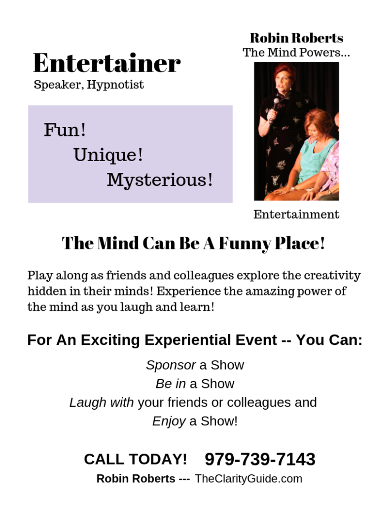 Robin Roberts, The Mind Powers...Entertainment show flier.
